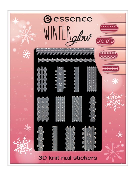 essence winter glow 3D knit nail stickers